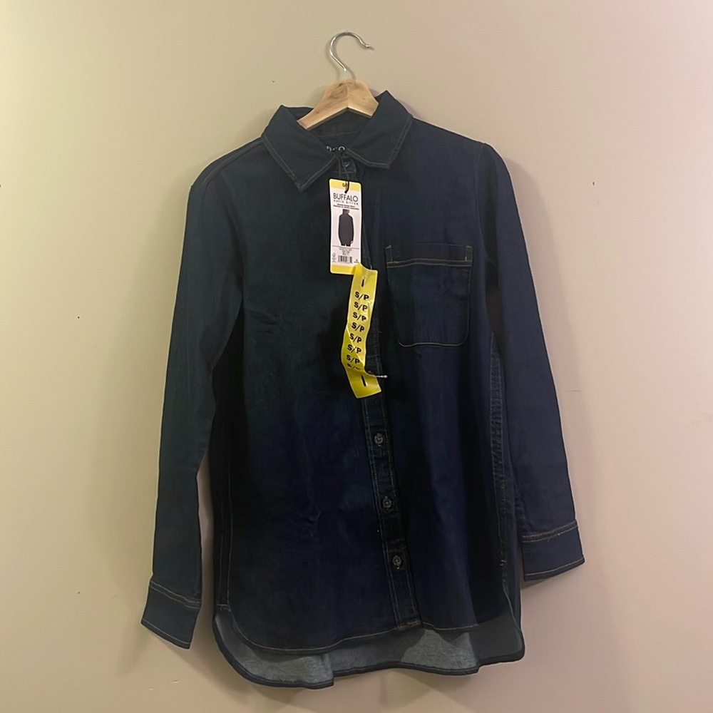 BUFFALO David Bitton Stretch Denim Button-Up Shirt (Size Small)
